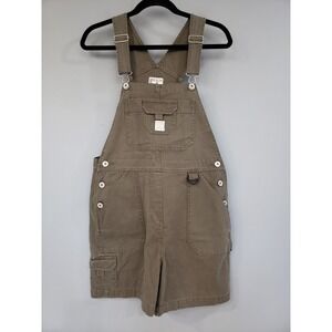 Y2K Vintage Green Denim Overall Shorts‎ Carpenter 90s SMALL Grunge Gorpcore